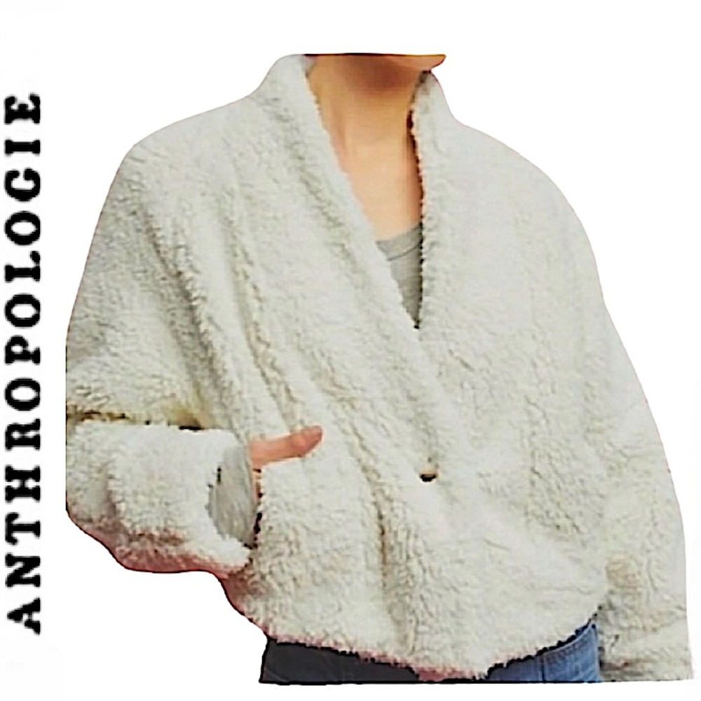 Anthropologie.Hei Hei.NWT. Gorgeous Sherpa Bomber Jacket. Ivory color. Size XL